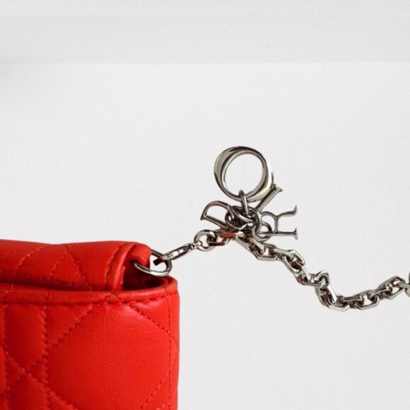 Rare Dior Miss Dior Promenade Pouch WOC Vermillion Lambskin Cannage Quilted - Picture 3 of 16
